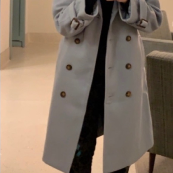 Bohoo dusky blue wool belted coat - Picture 3 of 3